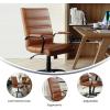 Flash Furniture Whitney Mid-Back Swivel LeatherSoft Desk Chair with Padded Seat and Armrests, Adjustable Height Padded Office Chair, Black(Brown/Black Frame)
