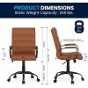 Flash Furniture Whitney Mid-Back Swivel LeatherSoft Desk Chair with Padded Seat and Armrests, Adjustable Height Padded Office Chair, Black(Brown/Black Frame)