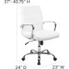 Flash Furniture Whitney Mid-Back Swivel LeatherSoft Desk Chair with Padded Seat and Armrests, Adjustable Height Padded Office Chair, Black(White Leathersoft/Chrome Frame)