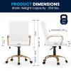 Flash Furniture Whitney Mid-Back Swivel LeatherSoft Desk Chair with Padded Seat and Armrests, Adjustable Height Padded Office Chair, Black(White Leathersoft/Gold Frame)