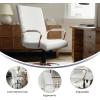 Flash Furniture Whitney Mid-Back Swivel LeatherSoft Desk Chair with Padded Seat and Armrests, Adjustable Height Padded Office Chair, Black(White Leathersoft/Rose Gold Frame)