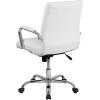 Flash Furniture Whitney Mid-Back Swivel LeatherSoft Desk Chair with Padded Seat and Armrests, Adjustable Height Padded Office Chair, Black(White Leathersoft/Chrome Frame)