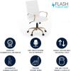 Flash Furniture Whitney Mid-Back Swivel LeatherSoft Desk Chair with Padded Seat and Armrests, Adjustable Height Padded Office Chair, Black(White Leathersoft/Gold Frame)