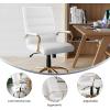 Flash Furniture Whitney Mid-Back Swivel LeatherSoft Desk Chair with Padded Seat and Armrests, Adjustable Height Padded Office Chair, Black(White Leathersoft/Gold Frame)