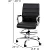 Flash Furniture Whitney Mid-Back Swivel LeatherSoft Drafting Chair with Padded Seat, Armrests, and Foot Ring, Adjustable Office Chair, White/Chrome(Black)