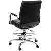 Flash Furniture Whitney Mid-Back Swivel LeatherSoft Drafting Chair with Padded Seat, Armrests, and Foot Ring, Adjustable Office Chair, White/Chrome(Black)