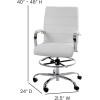 Flash Furniture Whitney Mid-Back Swivel LeatherSoft Drafting Chair with Padded Seat, Armrests, and Foot Ring, Adjustable Office Chair, White/Chrome(White)