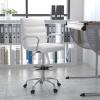 Flash Furniture Whitney Mid-Back Swivel LeatherSoft Drafting Chair with Padded Seat, Armrests, and Foot Ring, Adjustable Office Chair, White/Chrome(White)