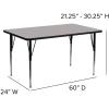 Flash Furniture Wren 24”W x 60”L Rectangular Yellow HP Laminate Activity Table – Standard Height Adjustable Legs(Grey)