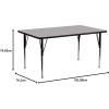 Flash Furniture Wren 30″W x 72″L Rectangular Oak HP Laminate Activity Table – Standard Height Adjustable Legs(Grey)