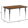 Flash Furniture Wren 30″W x 72″L Rectangular Oak HP Laminate Activity Table – Standard Height Adjustable Legs(Oak)