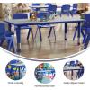 Flash Furniture Wren Adjustable Classroom Activity Table for School and Home, Plastic Activity Table for Kids, 23.625″ W x 47.25″ L, Gray/Blue(Blue)