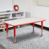 Flash Furniture Wren Adjustable Classroom Activity Table for School and Home, Plastic Activity Table for Kids, 23.625″ W x 47.25″ L, Gray/Blue(Red)