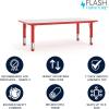 Flash Furniture Wren Adjustable Classroom Activity Table for School and Home, Plastic Activity Table for Kids, 23.625″ W x 47.25″ L, Gray/Blue(Red)