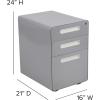 Flash Furniture Wren Ergonomic 3-Drawer Mobile Locking Filing Cabinet with Anti-Tilt Mechanism & Letter/Legal Drawer, White with Red Faceplate(Grey)