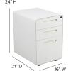 Flash Furniture Wren Ergonomic 3-Drawer Mobile Locking Filing Cabinet with Anti-Tilt Mechanism & Letter/Legal Drawer, White with Red Faceplate(White)