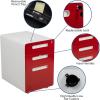 Flash Furniture Wren Ergonomic 3-Drawer Mobile Locking Filing Cabinet with Anti-Tilt Mechanism & Letter/Legal Drawer, White with Red Faceplate(White and Red)