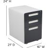Flash Furniture Wren Ergonomic 3-Drawer Mobile Locking Filing Cabinet with Anti-Tilt Mechanism & Letter/Legal Drawer, White with Red Faceplate(White and Charcoal)