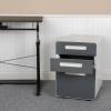 Flash Furniture Wren Ergonomic 3-Drawer Mobile Locking Filing Cabinet with Anti-Tilt Mechanism & Letter/Legal Drawer, White with Red Faceplate(White and Charcoal)