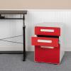 Flash Furniture Wren Ergonomic 3-Drawer Mobile Locking Filing Cabinet with Anti-Tilt Mechanism & Letter/Legal Drawer, White with Red Faceplate(White and Red)