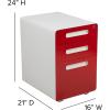 Flash Furniture Wren Ergonomic 3-Drawer Mobile Locking Filing Cabinet with Anti-Tilt Mechanism & Letter/Legal Drawer, White with Red Faceplate(White and Red)