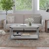 Flash Furniture Wyatt Modern Farmhouse 2 Tier Coffee Table – Rustic Oak Engineered Wood Frame – Black Metal Crisscross Side Braces and Corner Accents(Aspen Gray)