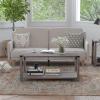 Flash Furniture Wyatt Modern Farmhouse 2 Tier Coffee Table – Rustic Oak Engineered Wood Frame – Black Metal Crisscross Side Braces and Corner Accents(Gray Wash)