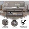 Flash Furniture Wyatt Modern Farmhouse 2 Tier Coffee Table – Rustic Oak Engineered Wood Frame – Black Metal Crisscross Side Braces and Corner Accents(Gray Wash)