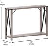 Flash Furniture Wyatt Modern Farmhouse 2 Tier Console Table – Gray Wash Engineered Wood Frame – Black Metal Crisscross Side Braces and Corner Accents(Gray Wash)