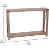 Flash Furniture Wyatt Modern Farmhouse 2 Tier Console Table – Gray Wash Engineered Wood Frame – Black Metal Crisscross Side Braces and Corner Accents(Rustic Oak)