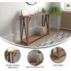Flash Furniture Wyatt Modern Farmhouse 2 Tier Console Table – Gray Wash Engineered Wood Frame – Black Metal Crisscross Side Braces and Corner Accents(Rustic Oak)
