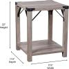 Flash Furniture Wyatt Modern Farmhouse 2 Tier Side Table – Rustic Oak Engineered Wood Frame – Black Metal Crisscross Side Braces and Corner Accents(Gray Wash)