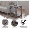 Flash Furniture Wyatt Modern Farmhouse 2 Tier Side Table – Rustic Oak Engineered Wood Frame – Black Metal Crisscross Side Braces and Corner Accents(Gray Wash)