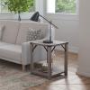 Flash Furniture Wyatt Modern Farmhouse 2 Tier Side Table – Rustic Oak Engineered Wood Frame – Black Metal Crisscross Side Braces and Corner Accents(Gray Wash)