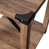 Flash Furniture Wyatt Modern Farmhouse 2 Tier Side Table – Rustic Oak Engineered Wood Frame – Black Metal Crisscross Side Braces and Corner Accents(Rustic Oak)