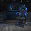 Flash Furniture X30 Gaming Chair Racing Office Ergonomic Computer Chair with Fully Reclining Back and Slide-Out Footrest in Gray LeatherSoft(Black/Blue)