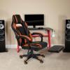 Flash Furniture X30 Gaming Chair Racing Office Ergonomic Computer Chair with Fully Reclining Back and Slide-Out Footrest in Gray LeatherSoft(Black/Orange)