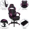 Flash Furniture X30 Gaming Chair Racing Office Ergonomic Computer Chair with Fully Reclining Back and Slide-Out Footrest in Gray LeatherSoft(Black/Purple)