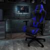 Flash Furniture X30 Gaming Chair Racing Office Ergonomic Computer Chair with Fully Reclining Back and Slide-Out Footrest in Gray LeatherSoft(Blue)