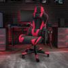 Flash Furniture X30 Gaming Chair Racing Office Ergonomic Computer Chair with Fully Reclining Back and Slide-Out Footrest in Gray LeatherSoft(Red)
