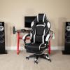 Flash Furniture X30 Gaming Chair Racing Office Ergonomic Computer Chair with Fully Reclining Back and Slide-Out Footrest in Gray LeatherSoft(White)