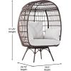 Flash Furniture Zola Commercial Indoor/Outdoor Swivel Lounge Chair, Oversized Wicker Egg Chair, 360 Degree Swivel, High Back, 4 Cushions, Cream/Brown(Cream Cushions/Brown Frame)