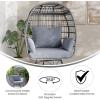 Flash Furniture Zola Commercial Indoor/Outdoor Swivel Lounge Chair, Oversized Wicker Egg Chair, 360 Degree Swivel, High Back, 4 Cushions, Cream/Brown(Gray Cushions/Gray Frame)