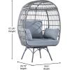 Flash Furniture Zola Commercial Indoor/Outdoor Swivel Lounge Chair, Oversized Wicker Egg Chair, 360 Degree Swivel, High Back, 4 Cushions, Cream/Brown(Gray Cushions/Gray Frame)