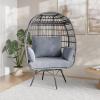 Flash Furniture Zola Commercial Indoor/Outdoor Swivel Lounge Chair, Oversized Wicker Egg Chair, 360 Degree Swivel, High Back, 4 Cushions, Cream/Brown(Gray Cushions/Gray Frame)