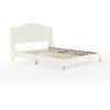 Martha Stewart Amelia Platform Bed with Curved Headboard and Cushioned Side Rails, Boucle Upholstery, Wood Slat Foundation, No Box Spring Needed, Queen, Off-White Boucle(Off-white Boucle/Light Beech Legs)