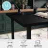 Martha Stewart Beckett Modern Trestle Desk with Open Side Shelving in White Wood Grain Finish(Black Wood Grain)