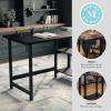 Martha Stewart Beckett Modern Trestle Desk with Open Side Shelving in White Wood Grain Finish(Black Wood Grain)