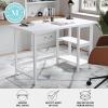 Martha Stewart Beckett Modern Trestle Desk with Open Side Shelving in White Wood Grain Finish(White Wood Grain)