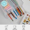 Martha Stewart Brody 2 Pack Desk Organizers, Single Drawer Box and 2 Drawer Box, Stackable Plastic Storage for Office, Bathroom, Countertop, Dorm, 6″ x 7.5″, Clear